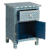 Blue Bone Inlay Arctic Bedside 1 Drawer 2 Door Nightstand 3