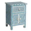 Blue Bone Inlay Arctic Bedside 1 Drawer 2 Door Nightstand 2
