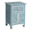 Blue Bone Inlay Arctic Bedside 1 Drawer 2 Door Nightstand 2
