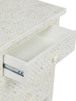 White Bone Inlay 3 Drawer Bedside Geometric 3