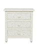 White Bone Inlay 3 Drawer Bedside Geometric 1