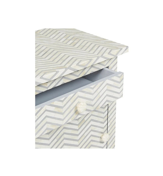 Bone Inlay Chevron Zigzag Bedside Grey