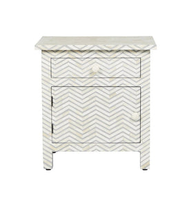 Bone Inlay Chevron Zigzag Bedside Grey