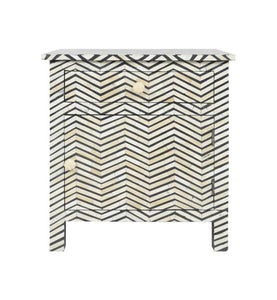 Bone Inlay Chevron Zigzag Bedside Black