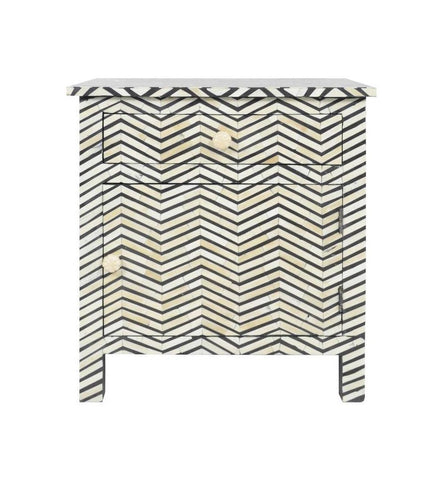 Bone Inlay Chevron Zigzag Bedside Black 1