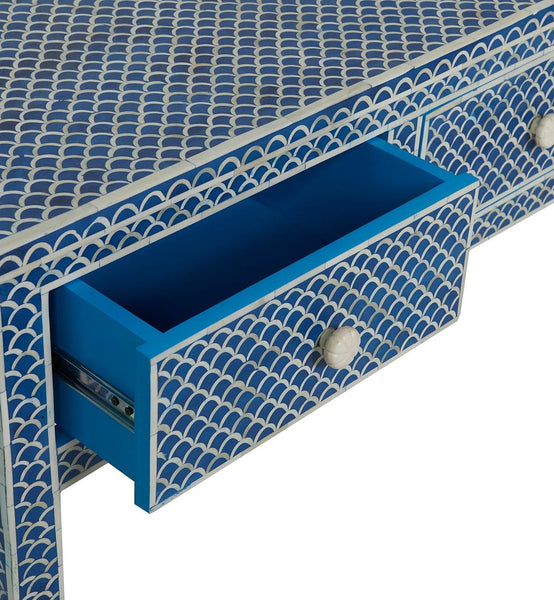Blue Bone Inlay Fishscale Console 3 Drawer