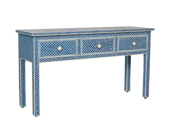 Blue Bone Inlay Fishscale Console 3 Drawer