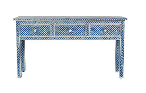 Blue Bone Inlay Fishscale Console 3 Drawer