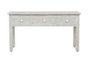 Grey Bone Inlay Fishscale Console 3 Drawer