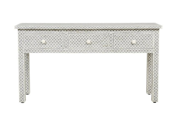 Grey Bone Inlay Fishscale Console 3 Drawer