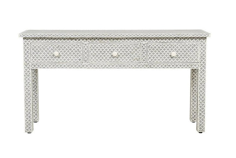 Grey Bone Inlay Fishscale Console 3 Drawer 1