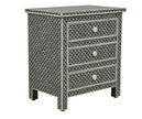 Bone Inlay Fishscale 3 Drawer Bedside Black 2