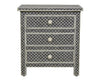 Bone Inlay Fishscale 3 Drawer Bedside Black 1