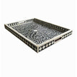 Black Bone Inlaid Rectangular Tray Floral Design 2