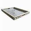 Grey Bone Inlaid Rectangular Tray Floral Design 2