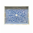 Blue Bone Inlaid Rectangular Tray Floral Design 1