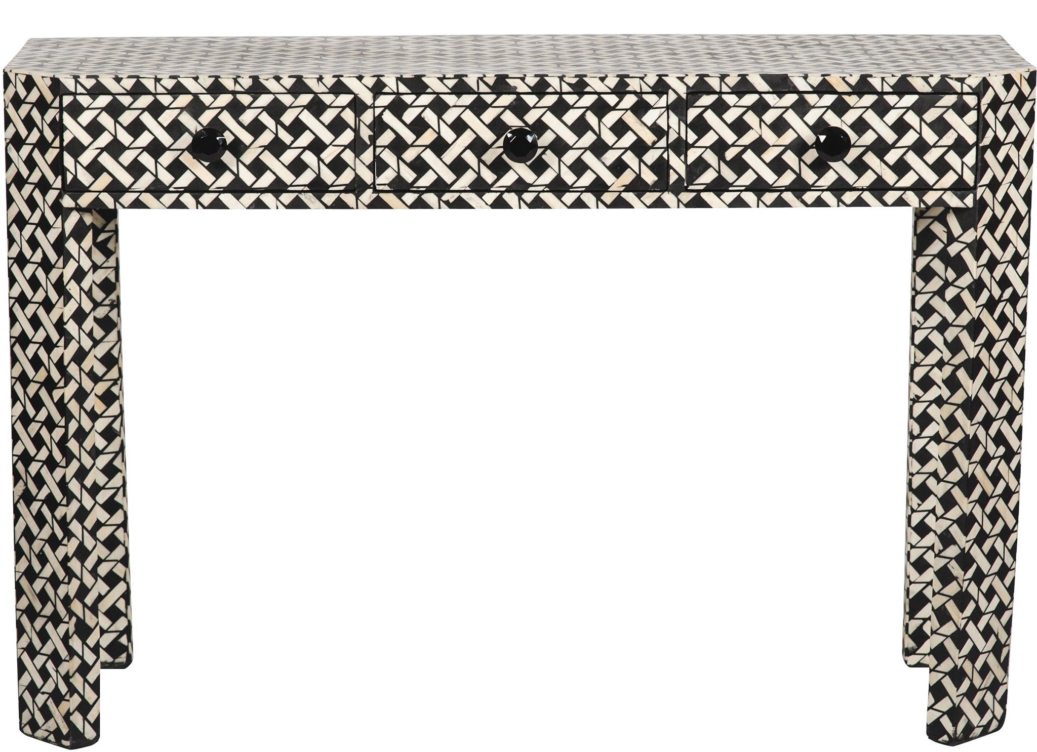 Black Bone Inlaid 3 Drawer Console Manhattan