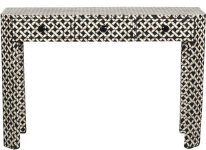 Black Bone Inlaid 3 Drawer Console Manhattan