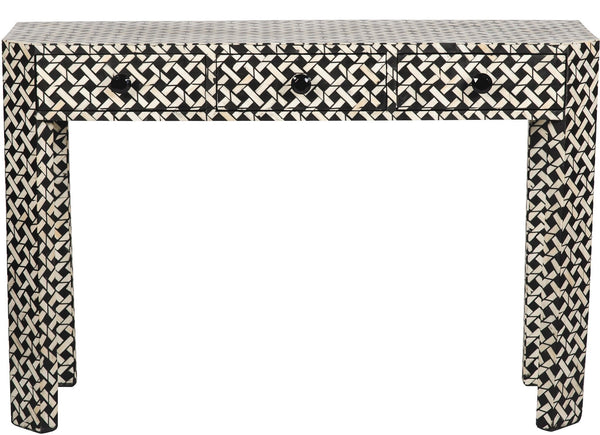Black Bone Inlaid 3 Drawer Console Manhattan