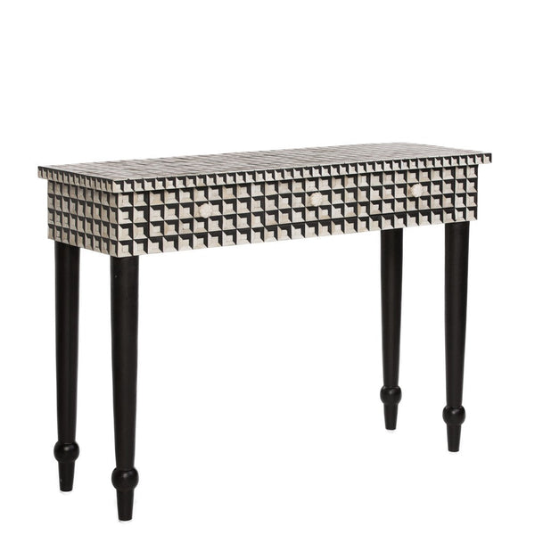 Bone Inlay Cuboid Console Table Black