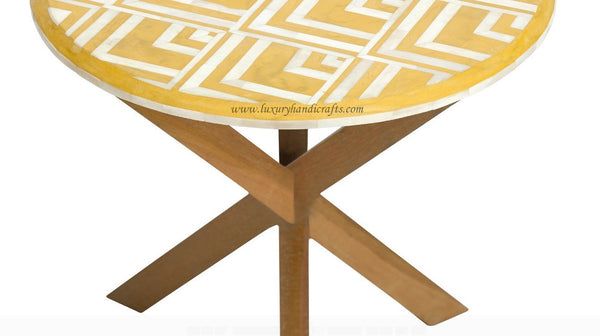 Bone Oak Side Table V Design Yellow