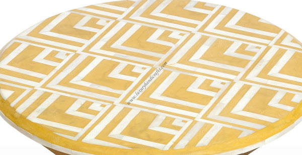Bone Oak Side Table V Design Yellow