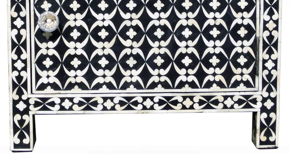 Bone Inlay 1 Drawer 1 Door Side Cabinet Quote Design Black 2