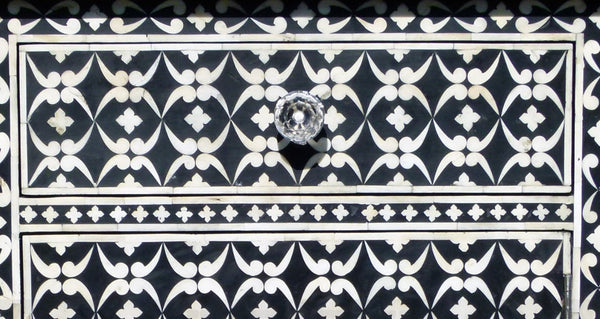 Bone Inlay 1 Drawer 1 Door Side Cabinet Quote Design Black 3