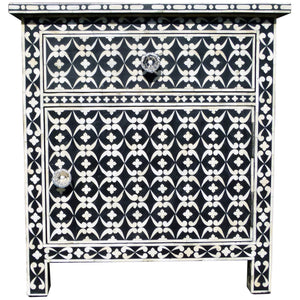 Bone Inlay 1 Drawer 1 Door Side Cabinet Quote Design Black 1