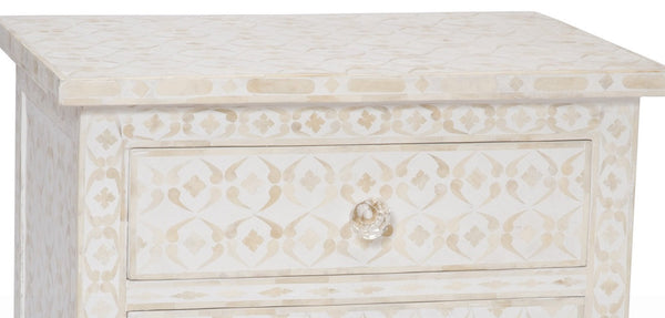Bone Inlay 1 Drawer 1 Door Side Cabinet Quote Design White 2