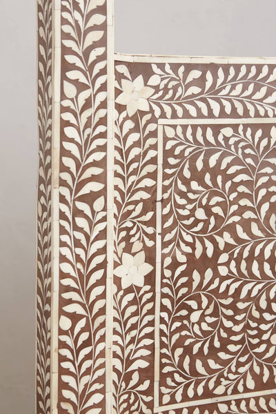 Bone Inlay Four Poster Bed Brown