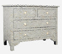 Bone Inlay Chest Of Four Drawer - Chevron Design Black 2