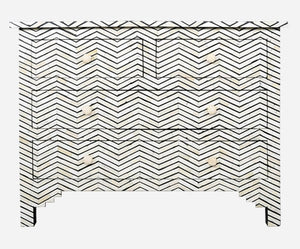 Bone Inlay Chest Of Four Drawer - Chevron Design Black 1