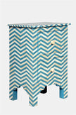 Bone Inlay Chevron Bedside 2 Drawer Aqua 2