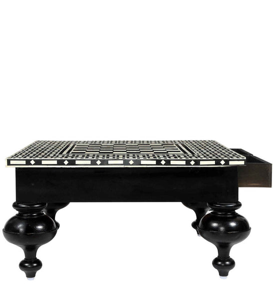 Bone Inlay Chess Coffee Table Black