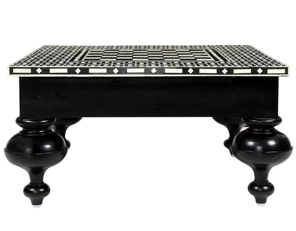 Bone Inlay Chess Coffee Table Black