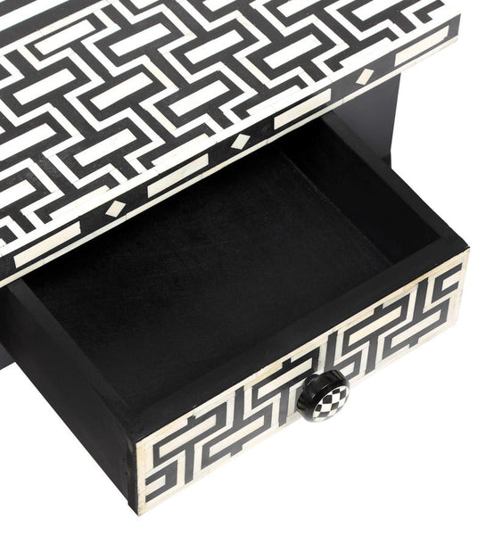 Bone Inlay Chess Coffee Table Black