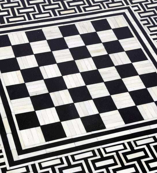 Bone Inlay Chess Coffee Table Black
