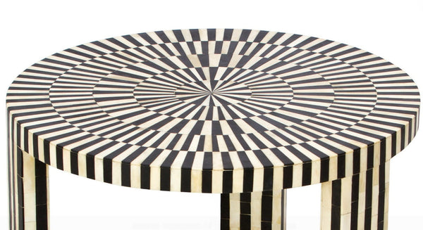 Bone Inlay Illusion Stripe Coffee Table Black