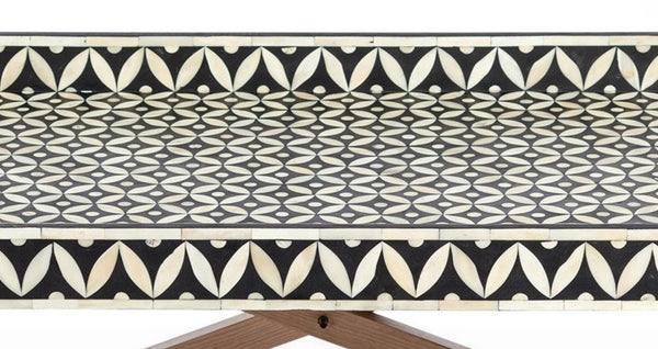 Bone Inlay Criss Cross Coffee Table Black