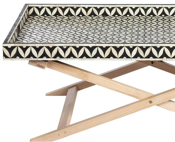 Bone Inlay Criss Cross Coffee Table Black