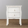 Bone Inlay Curved 2 Drawer Bedside Floral Design White 1
