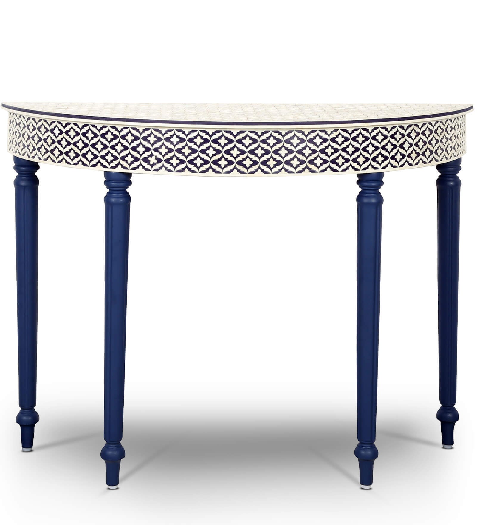 Blue Embossed Bone Inlay Curved Console