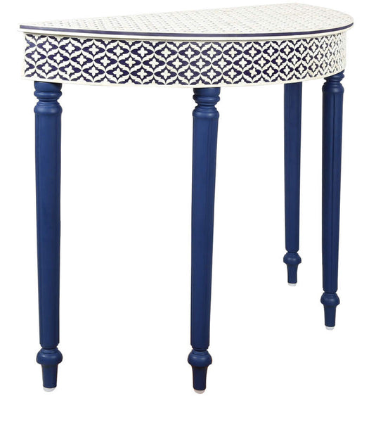 Blue Embossed Bone Inlay Curved Console