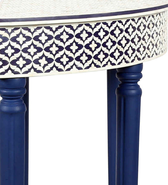 Blue Embossed Bone Inlay Curved Console