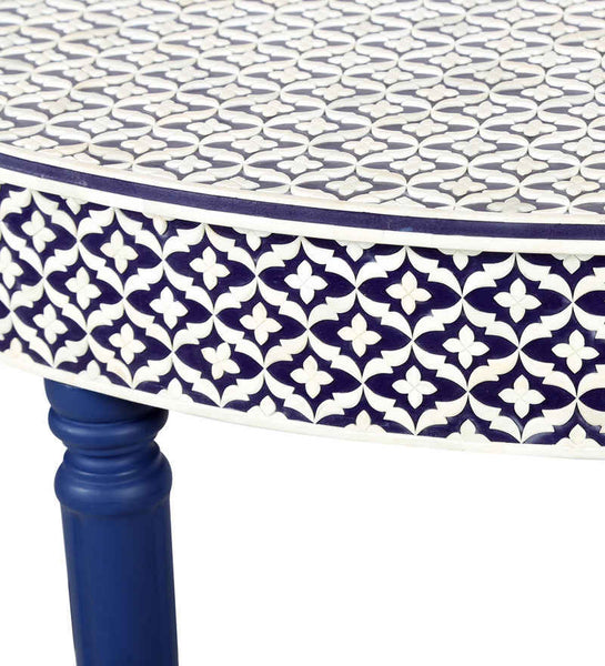 Blue Embossed Bone Inlay Curved Console