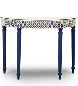 Blue Embossed Bone Inlay Curved Console