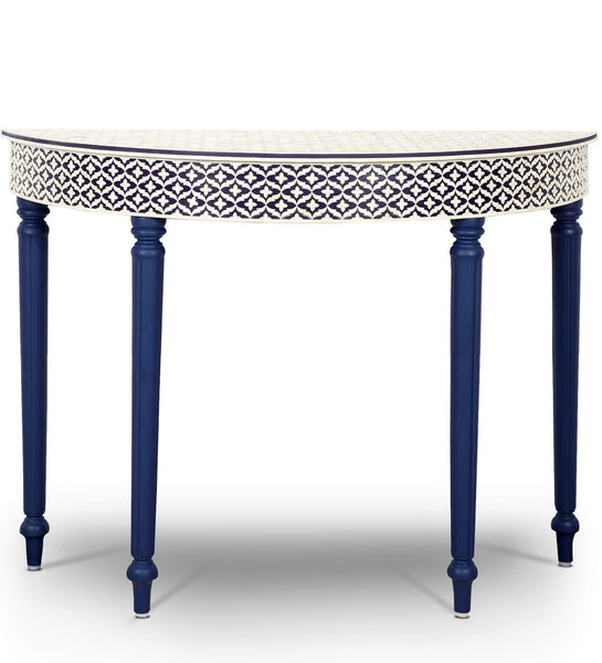 Blue Embossed Bone Inlay Curved Console