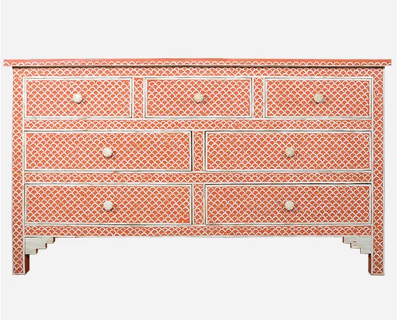 Bone Inlay Fishscale Chest Of 7 Drawers