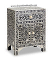 Bone Inlay Floral One Drawer Two Door Bedside Table Black 3